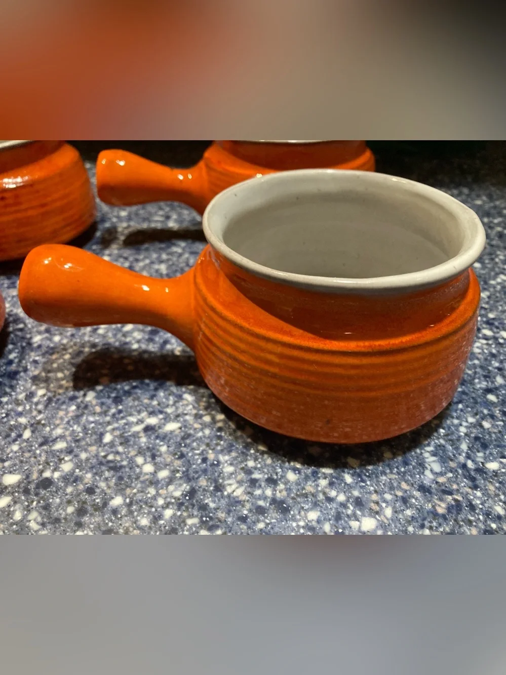 Set of Four Vintage Canadian Evangeline Terracotta Pottery Glaze Soup Bowls $37